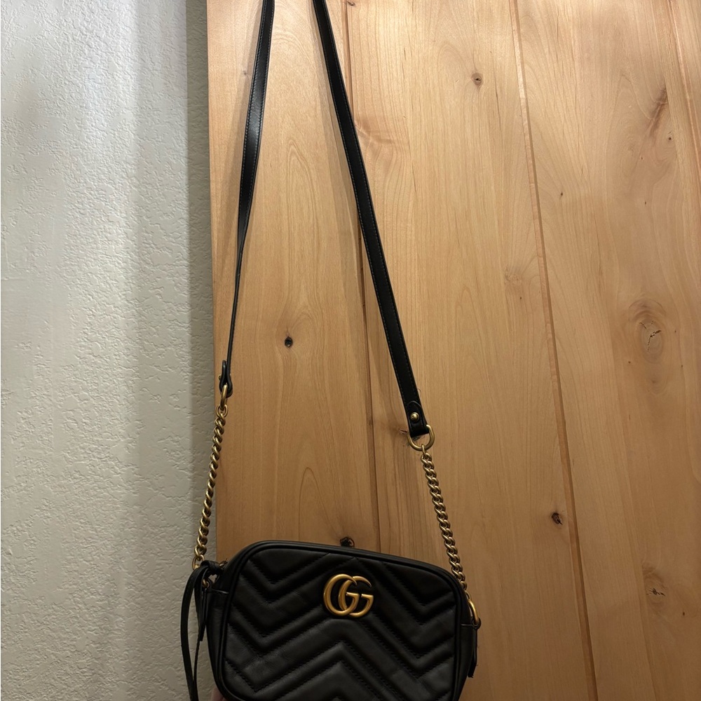 Gucci Marmont Martelasse Cross Bag Small Black - Picture 2 of 8
